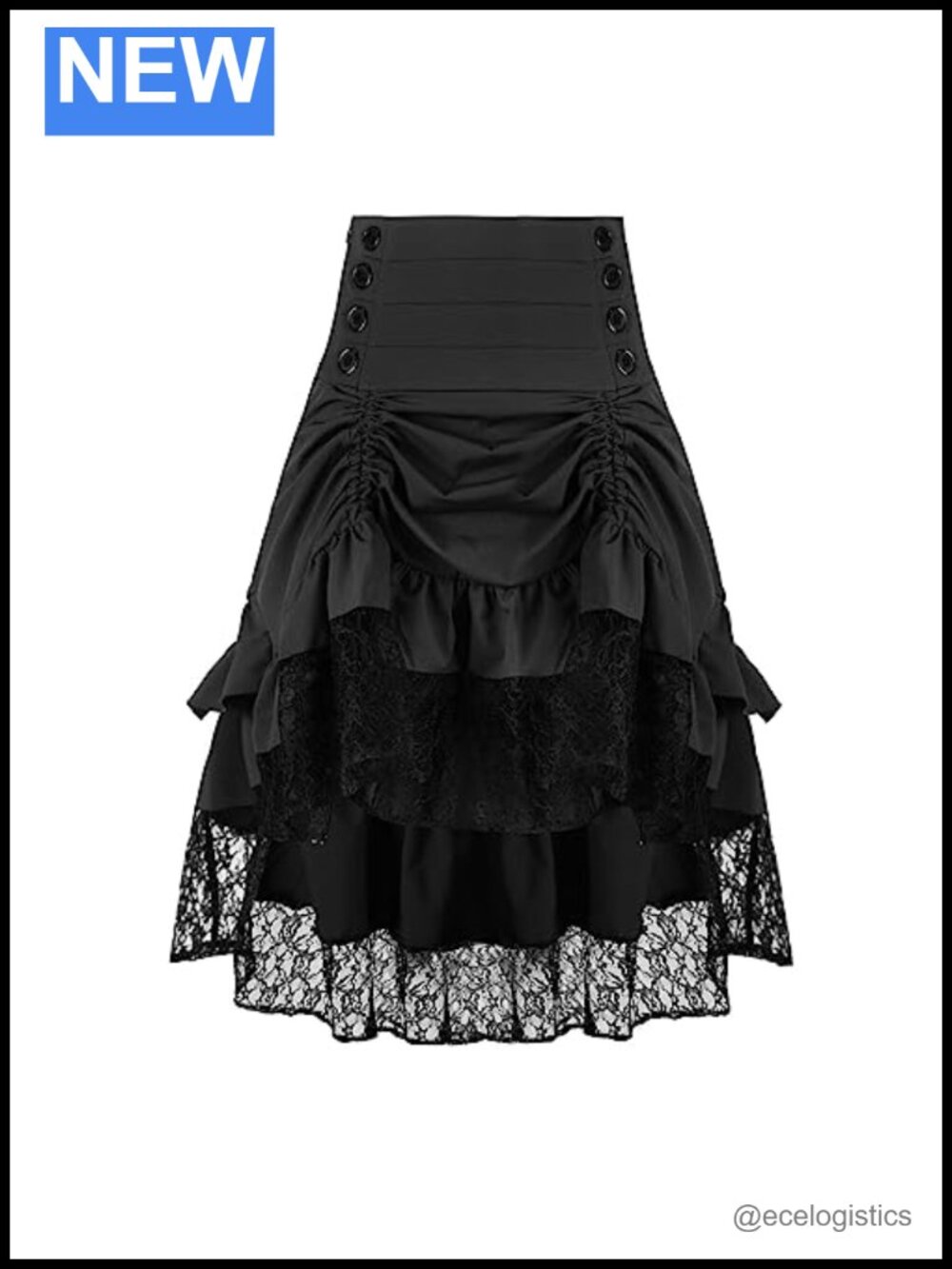 Steampunk Pirate Gothic Renaissance High Low Lace Skirt High Rise